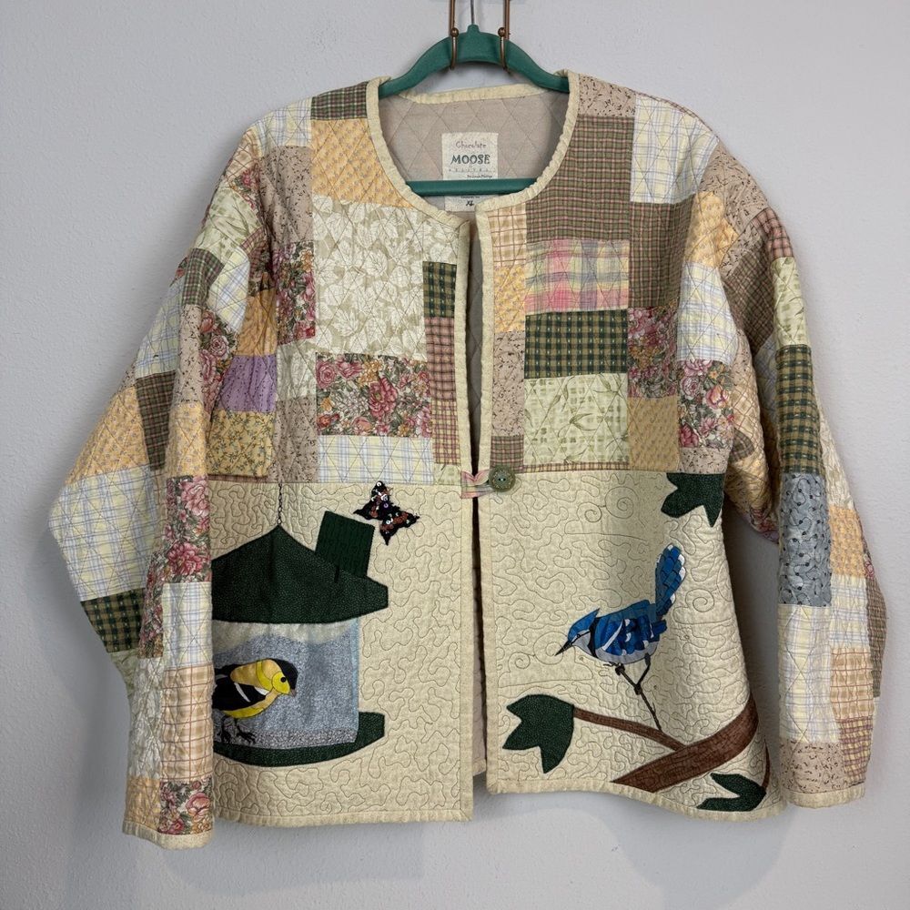 Handmade Quilted Patchwork Bird Jacket Cottagecore XL